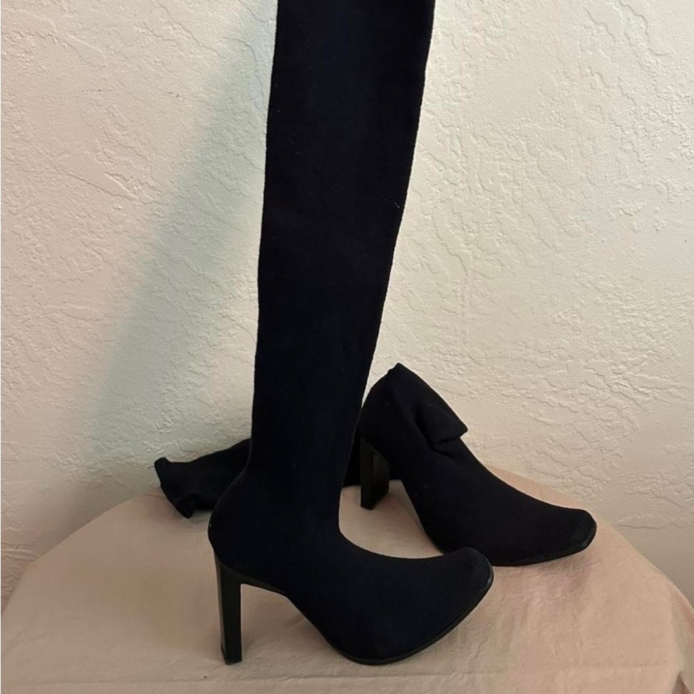 Bebe Black Knee-High Sock Heel